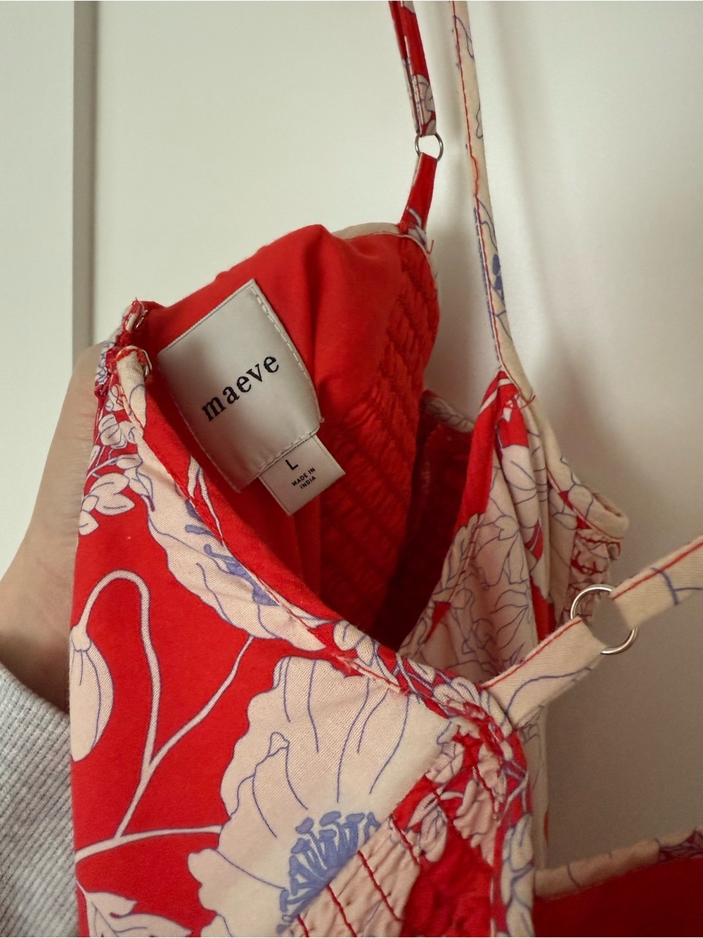 Anthropologie Red Floral Midi Sundress with Spaghetti Straps - Picture 4 of 4